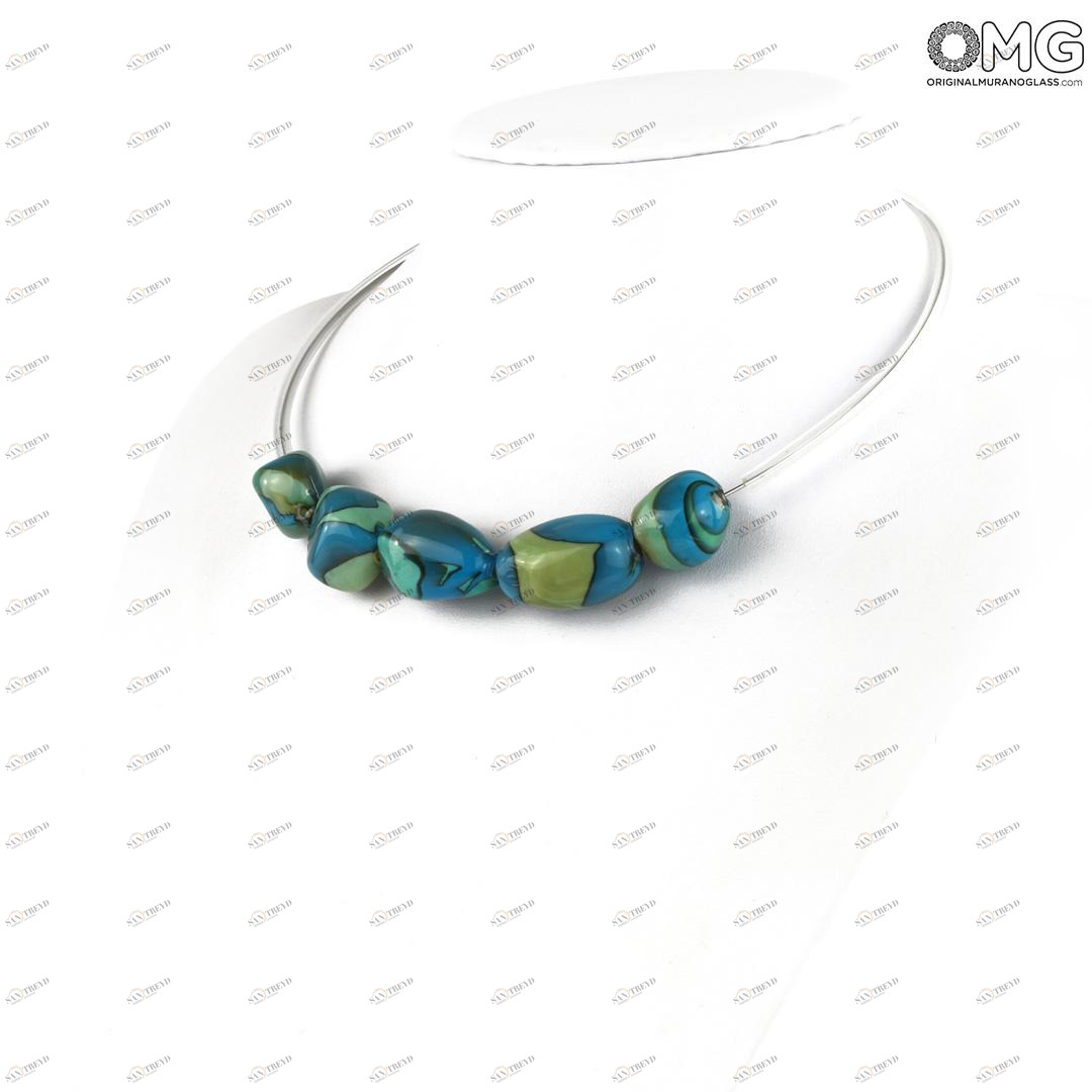 2475 ORIGINALMURANOGLASS Ожерелье Лагуна с венецианскими бусинами - муранское стекло - Original Murano Glass OMG 45 см 