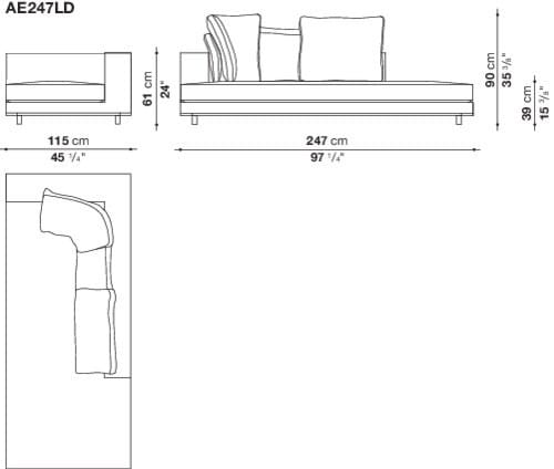 Тканевый диван с полуостровом Maxalto ARBITER ARCH-00062806 - Вид №7