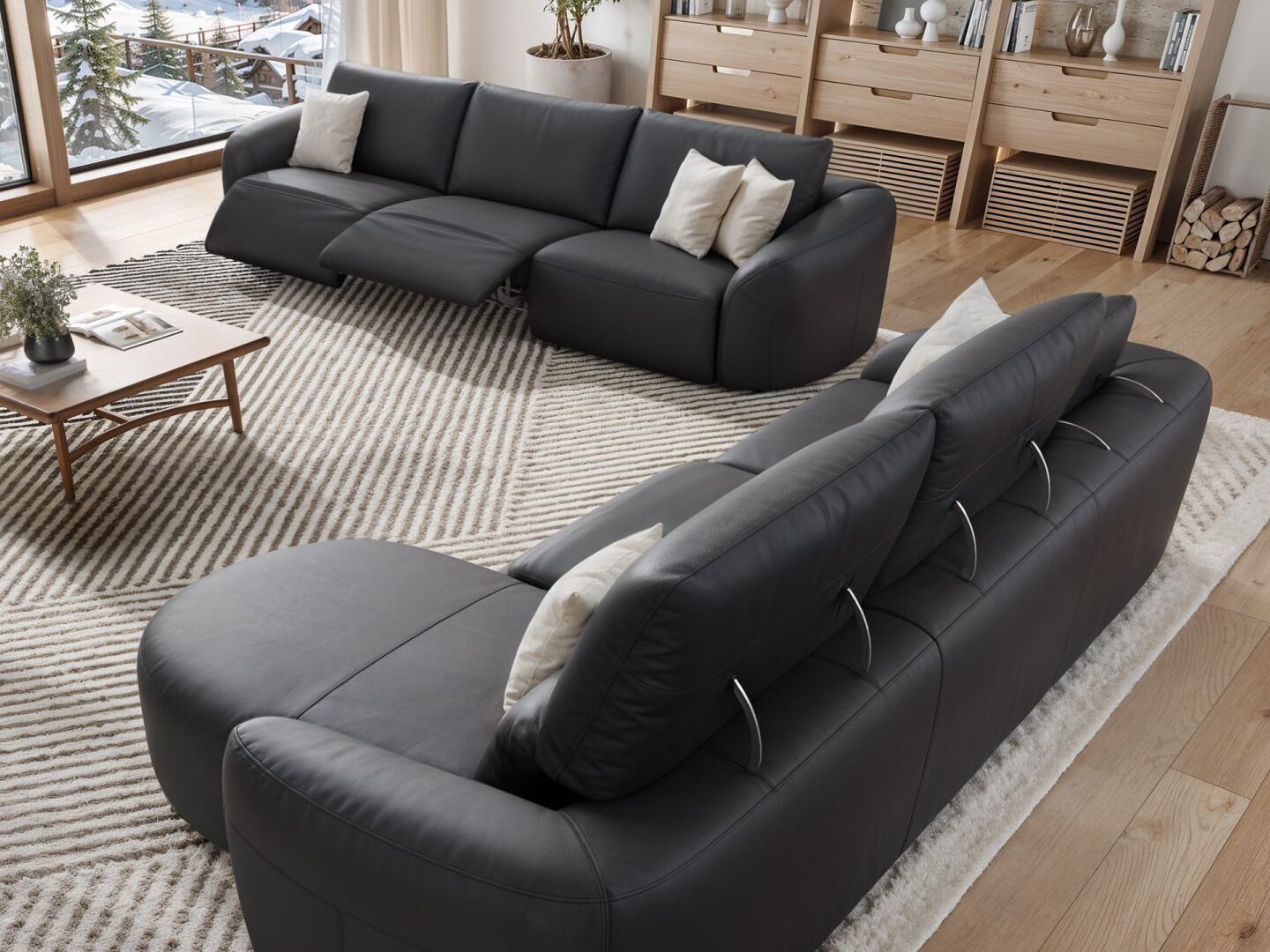 Кожаный диван с полуостровом Sofanella Санкт-Мориц ARCH-00038944 - Вид №4