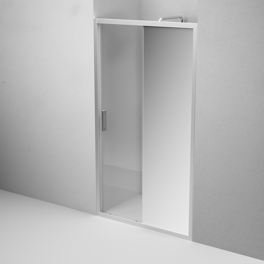 W90G-110-1-195MMir Solo Дверь душевая 110х195 стекло зеркальное профиль матовый хром AM.PM Gem - Вид №3