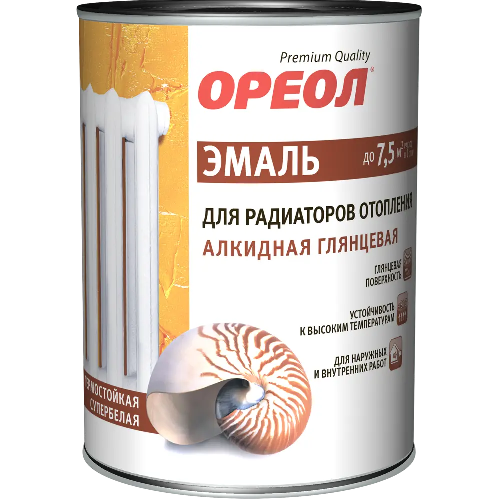 Эмаль алкидная для радиаторов отопления Ореол глянцевая 1 кг 84439969 STLM-2063360  - Вид №1