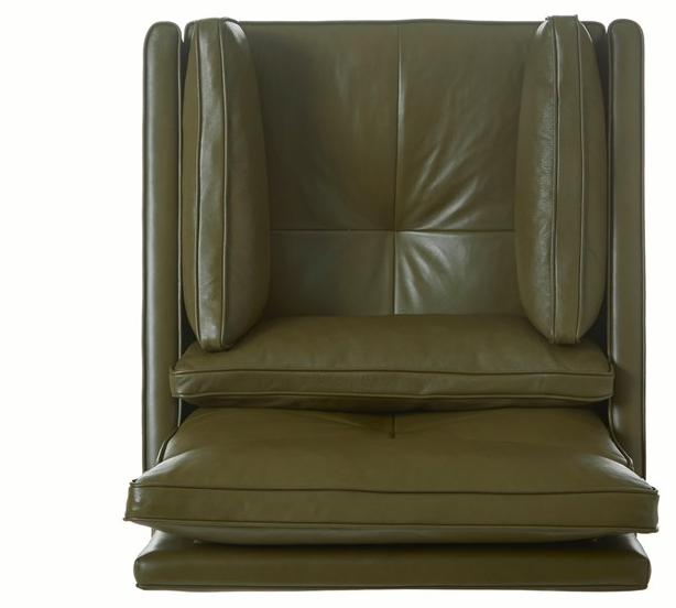 BassamFellows Кожаное кресло с высокой спинкой Wood frame lounge Cb-510 - Вид №4