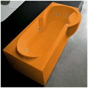 Ванна Gruppo treesse Simona V5677-DX-OZ оранжевая с  золотой фурнитурой и гидромассажем прямоугольная правая