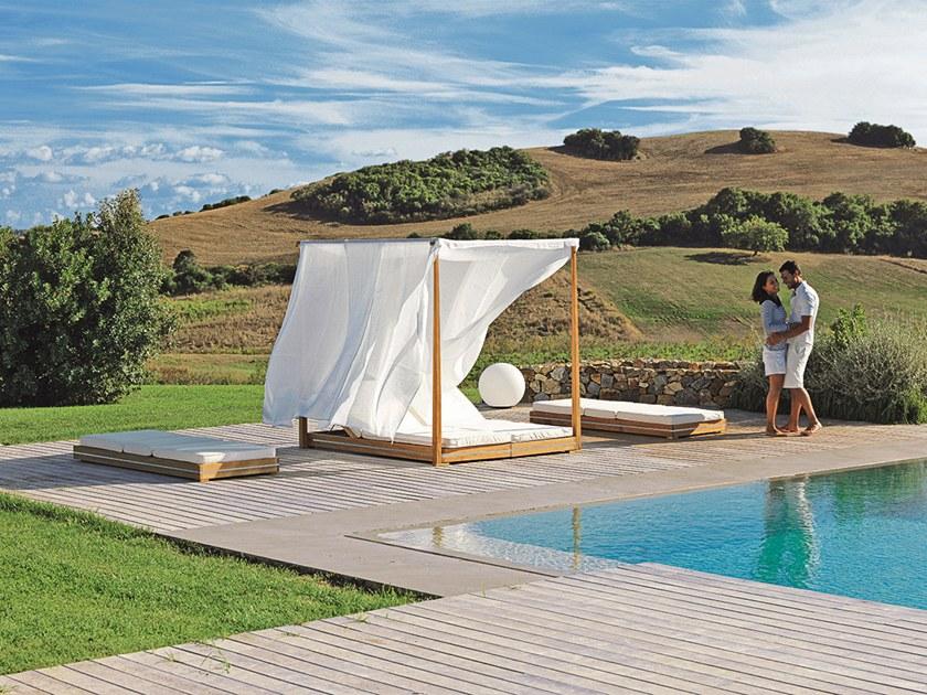 Ethimo Откидывающаяся грядка из тикового дерева с балдахином Essenza Ezlb0100 - Вид №3