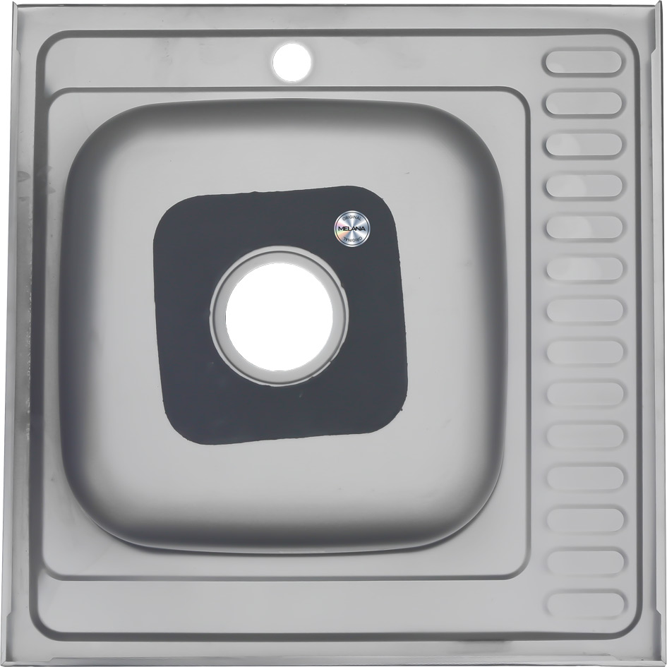 Мойка 6060 R MELANA 0,6/160 ДЕКОР накладная прямоугольная с сифоном (156D t R *15) 156D t R (*15) - Вид №1