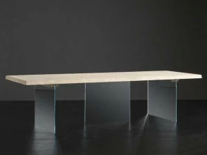 AltaCorte Прямоугольный обеденный стол из дерева и стекла Ecolab 2 Lb-ta806144