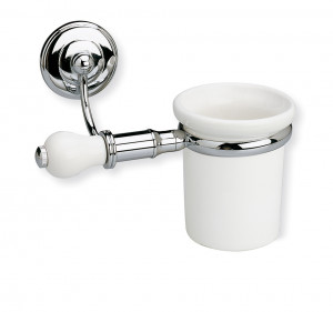 N10(39) Stil Haus Nemi, настенный керамический стакан, цвет хром - белая керамика