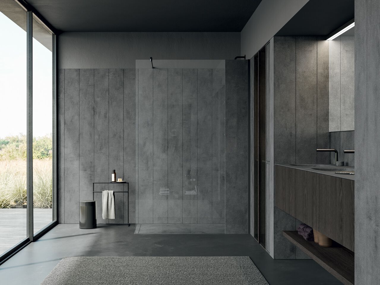 Душевая кабина с настенным креплением Corian® Rexa уникальный ARCH-00135090 - Вид №1