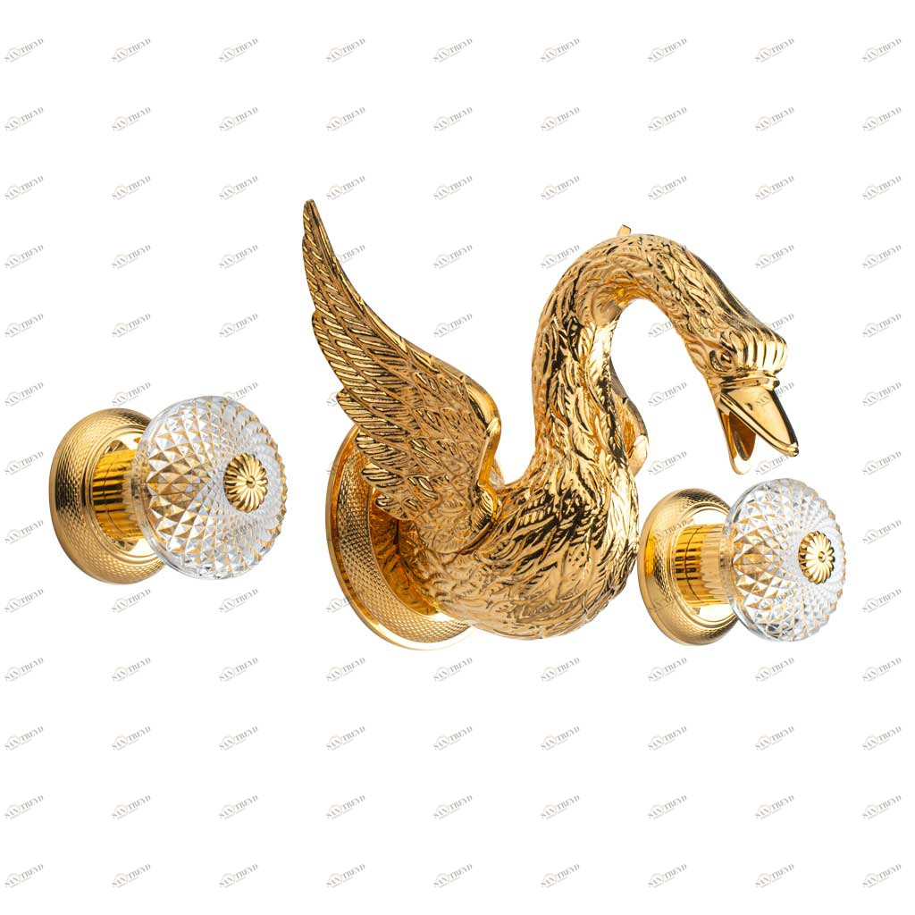 C45-3303 C45-3303 Смеситель для ванны настенный на 3 отверстия КРЫЛО ЛЕБЕДЯ Cristal & Bronze CYGNE AILÉ Cygne Aile