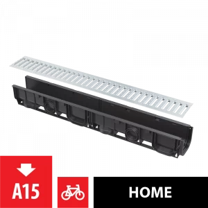 Дренажный канал 100 мм без рамы с оцинкованной решеткой „T“ профиль A15