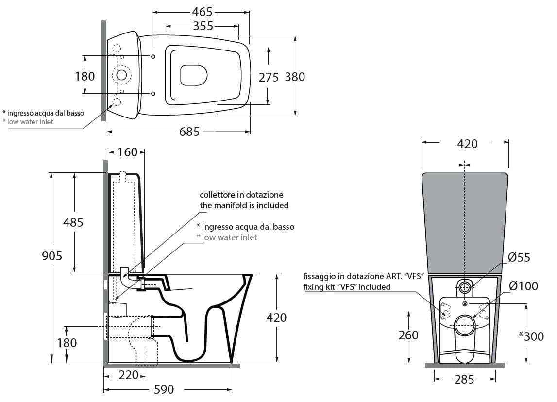 Керамический цельный туалет Azzurra Ceramica Hera ARCH-00077330 - Вид №2