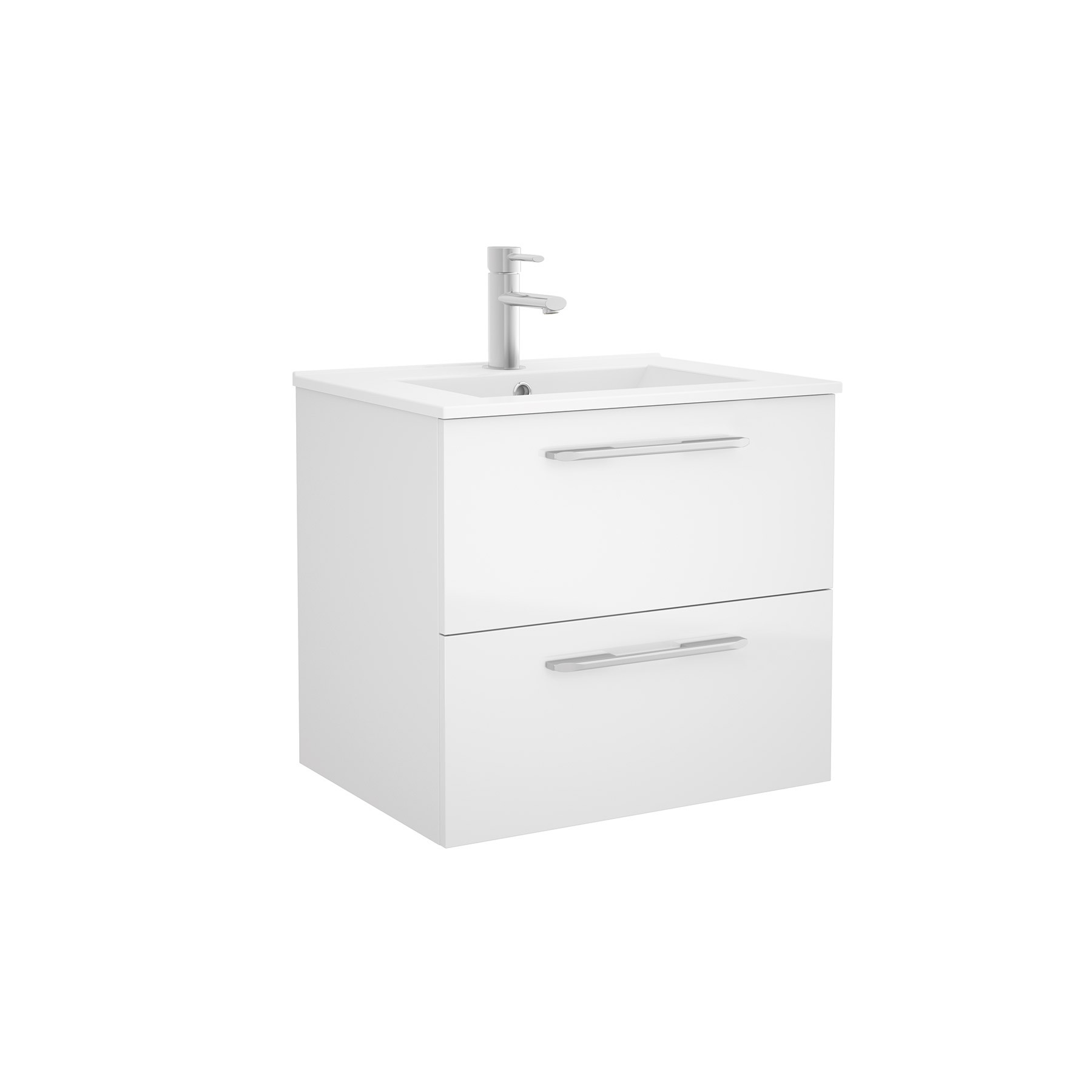 23281 SALGAR Мебель для умывальника FUSSION CHROME 600 2 ящика GLOSS WHITE 598 x 540 x 450 мм Глянцевый белый - Вид №1