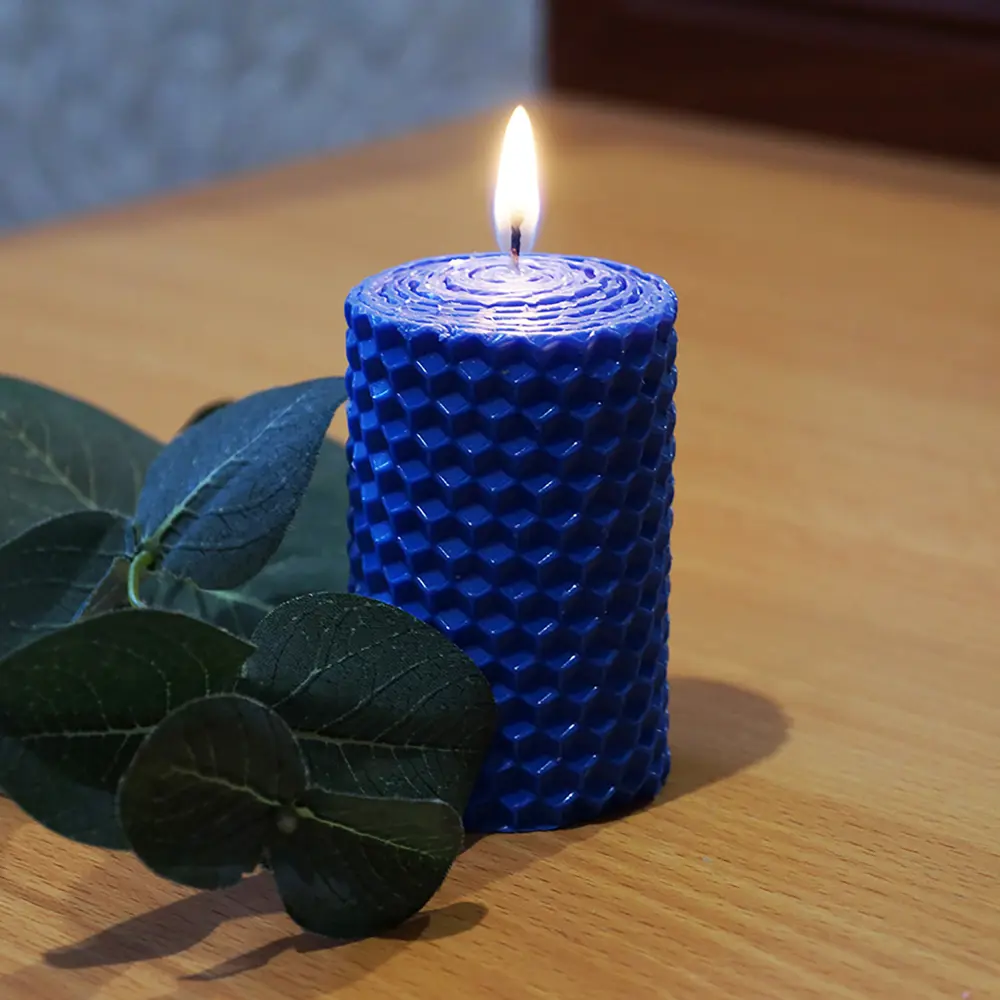 Свеча вощинная цилиндр синяя 4x6.5 см EVIS STLM-2030312 - Вид №2