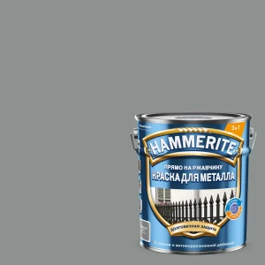 Краска по ржавчине Hammerite глянцевая цвет серый 5 л