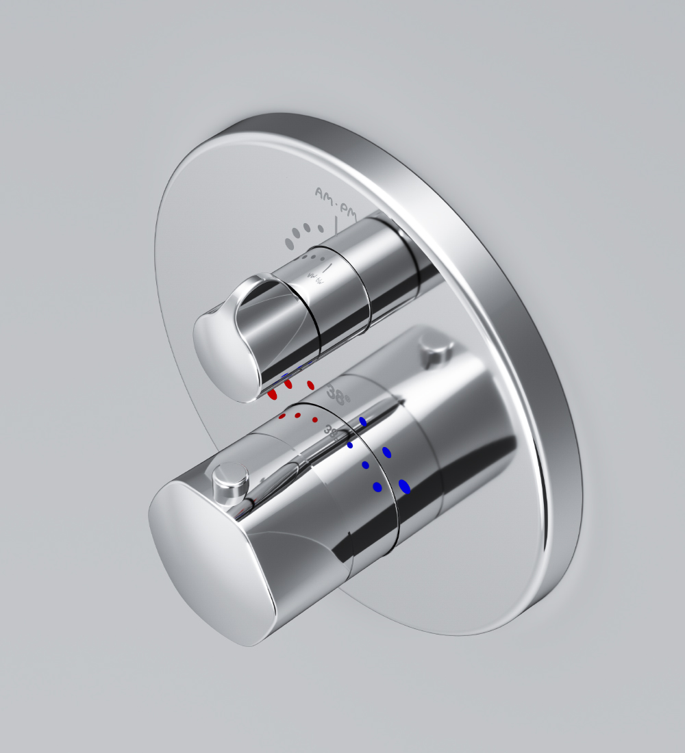 F9075600 смеситель д/душа с термостатом монтируемый в стену хром шт AM.PM Gem - Вид №2