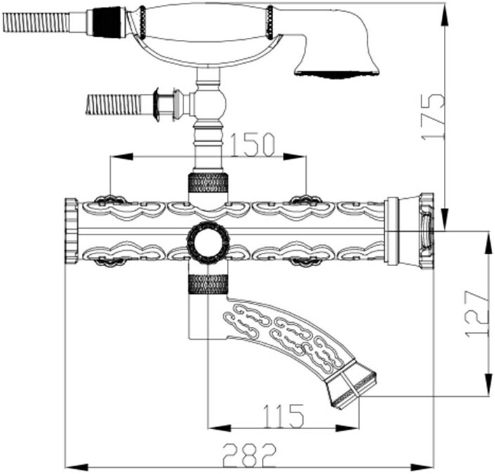 Смеситель ZorG Antic A 100W-BR для ванны с душем, бронза - Вид №1