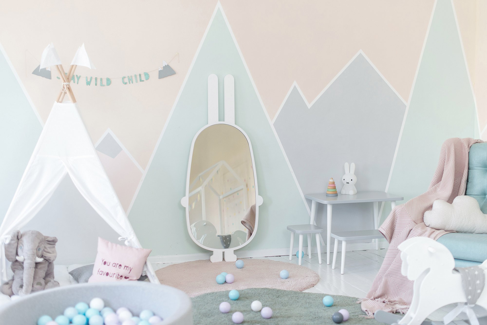 Зеркало детское напольное белое "Заяц" ЗАЯЦ  00-3859365 Белый Santreyd  - Вид №2