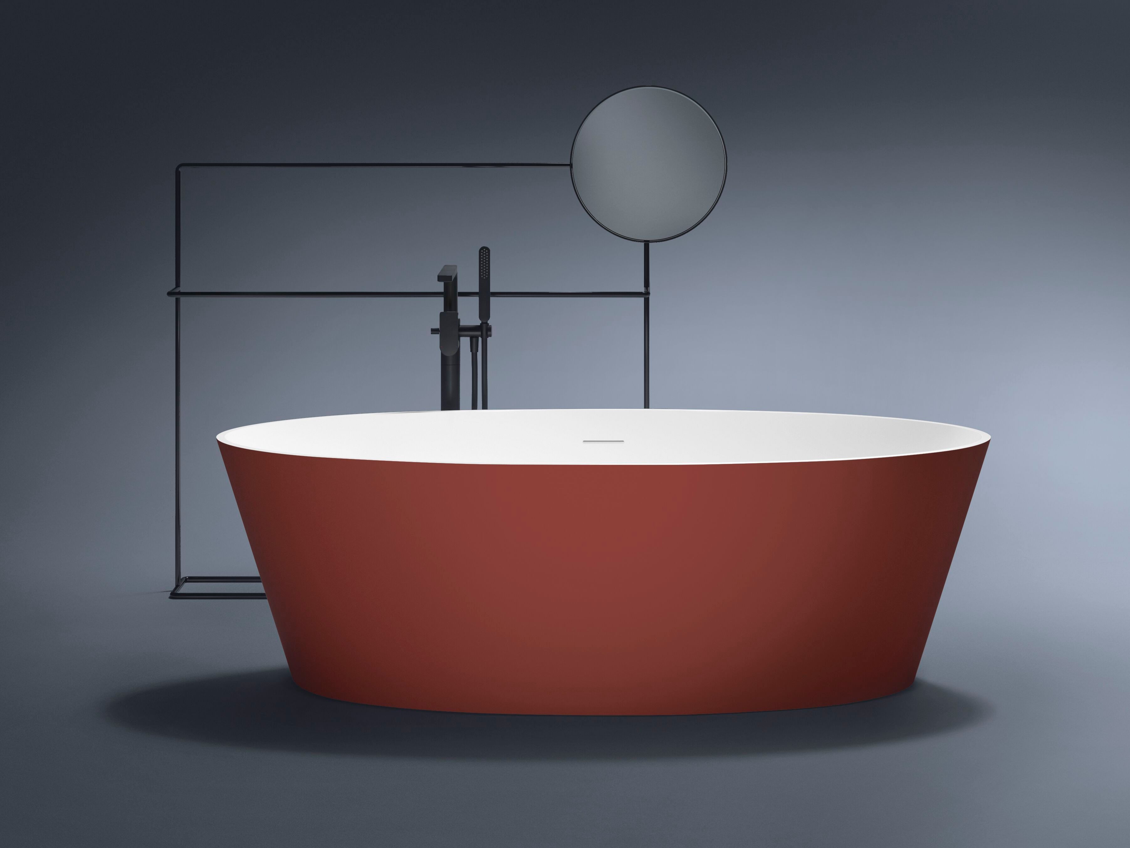 Овальная ванна в центре комнаты в твердой поверхности Gruppo Treesse мебель для ванной комнаты-отдельно стоящие ванны ARCH-00149866 - Вид №2