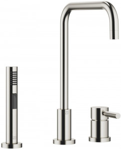 32815625-06_1_27721970-06_1 Смеситель на два отверстия с отдельными розетками с душевым гарнитуром для ополаскивания - платина матовая Dornbracht Meta.02