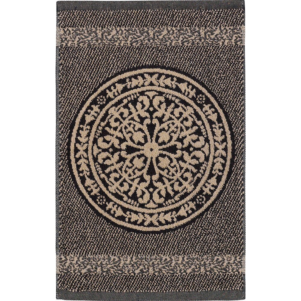 LEI_443_89_50 Полотенце 50/30 черно-бежевый, 80%хлопок 20%лен махра LEITNER Santreyd 