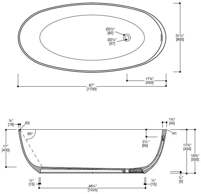 Blu Bathworks® Отдельностоящая овальная ванна цвета blue ∙ stone ™ Azure Bt0305n17.01 - Вид №3