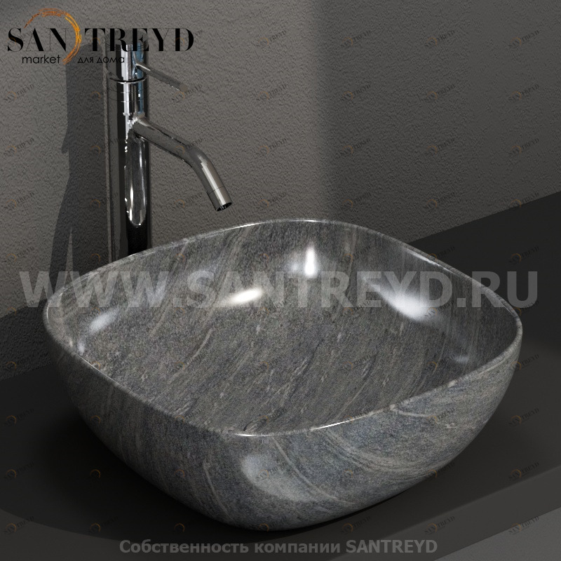 B6Q43SG Накладная раковина на столешницу  квадратная Ceramica Globo T-EDGE