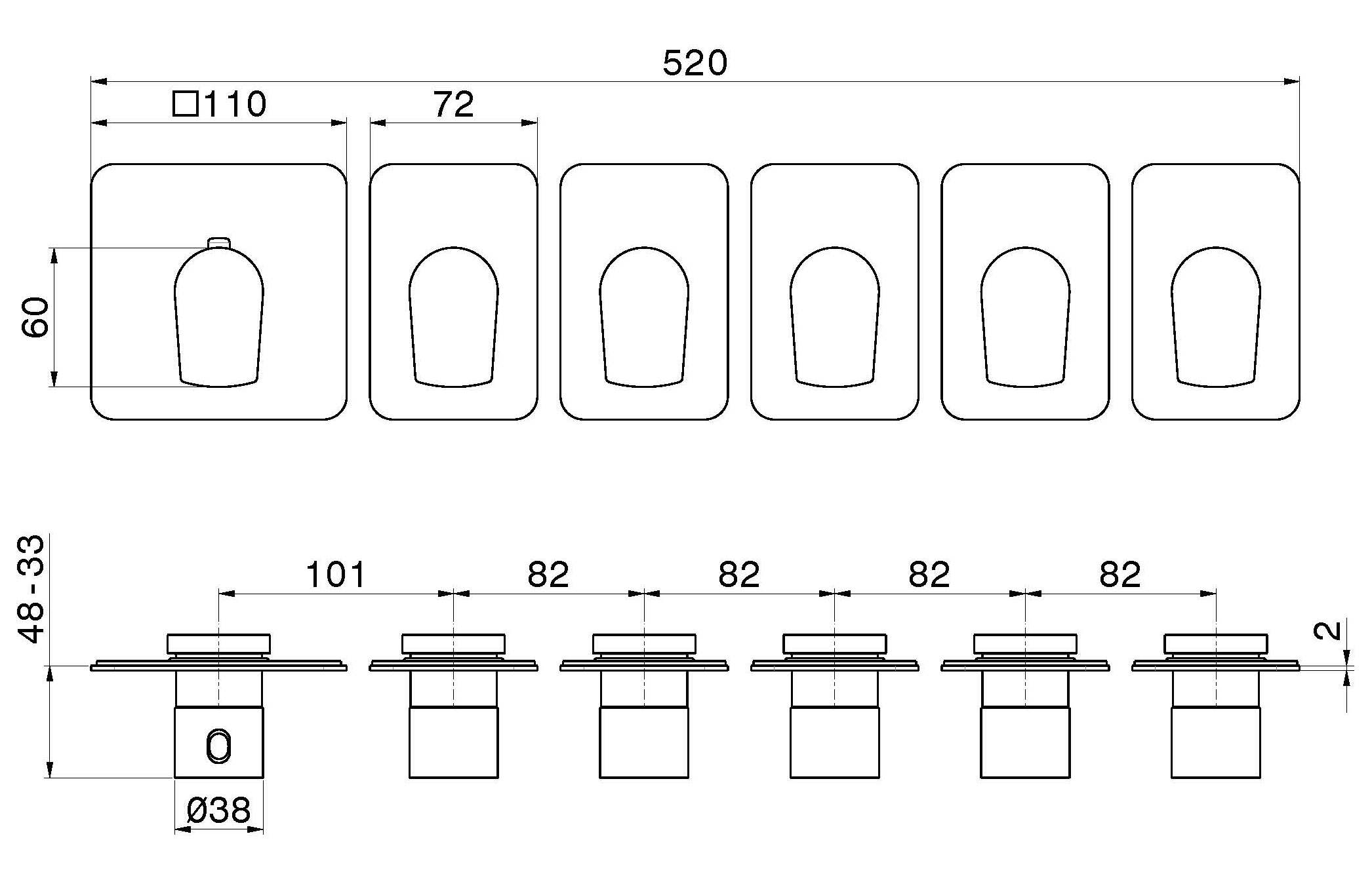 Термостатический смеситель для душа с 6 отверстиями Newform многофункциональные термостаты с 5 выходами ARCH-00063540 - Вид №3