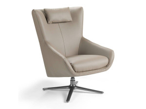 Спицевое вращающееся кресло из искусственной кожи с подлокотниками