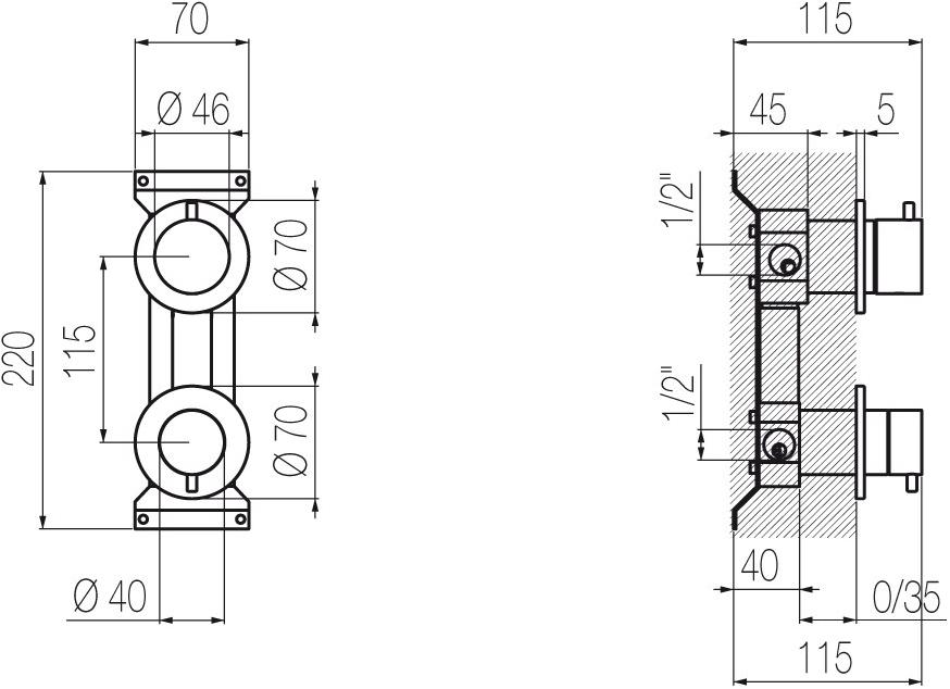 Radomonte Встраиваемый смеситель для душа со встроенным переключателем на 3 направления Hiro Hir94 - Вид №1
