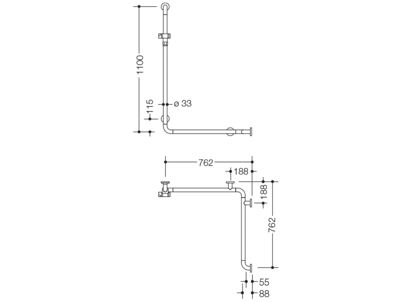 801.35.21051 Поручень для душа с держателем для душа HEWI WARM TOUCH  - Вид №1