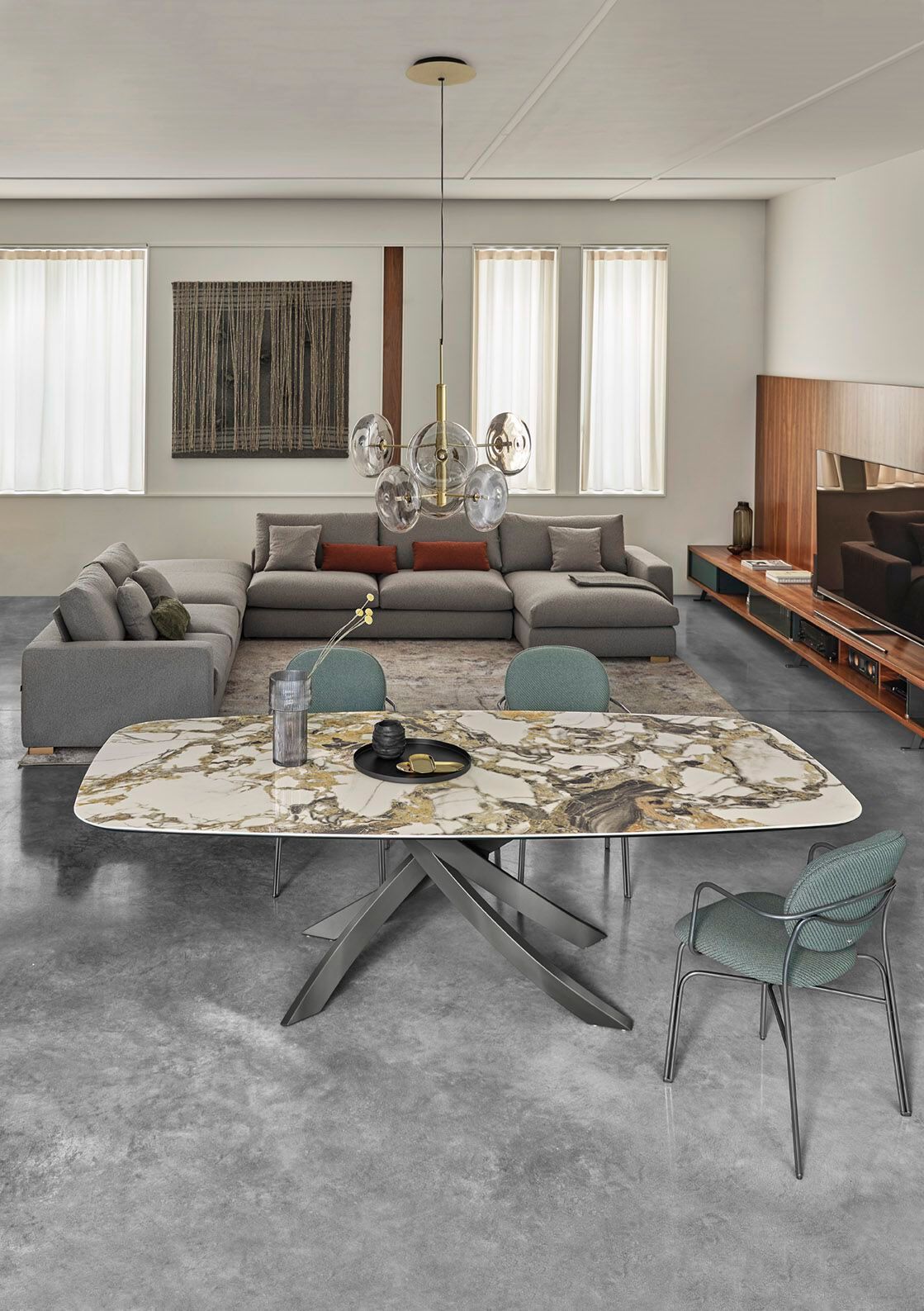 Стальной бочкообразный стол и SuperMarmo Bontempi Casa художественный ARCH-00049413