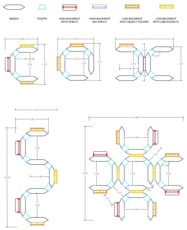 Модульная система сидений из ткани SITIA Rocks ARCH-00058532 - Вид №21