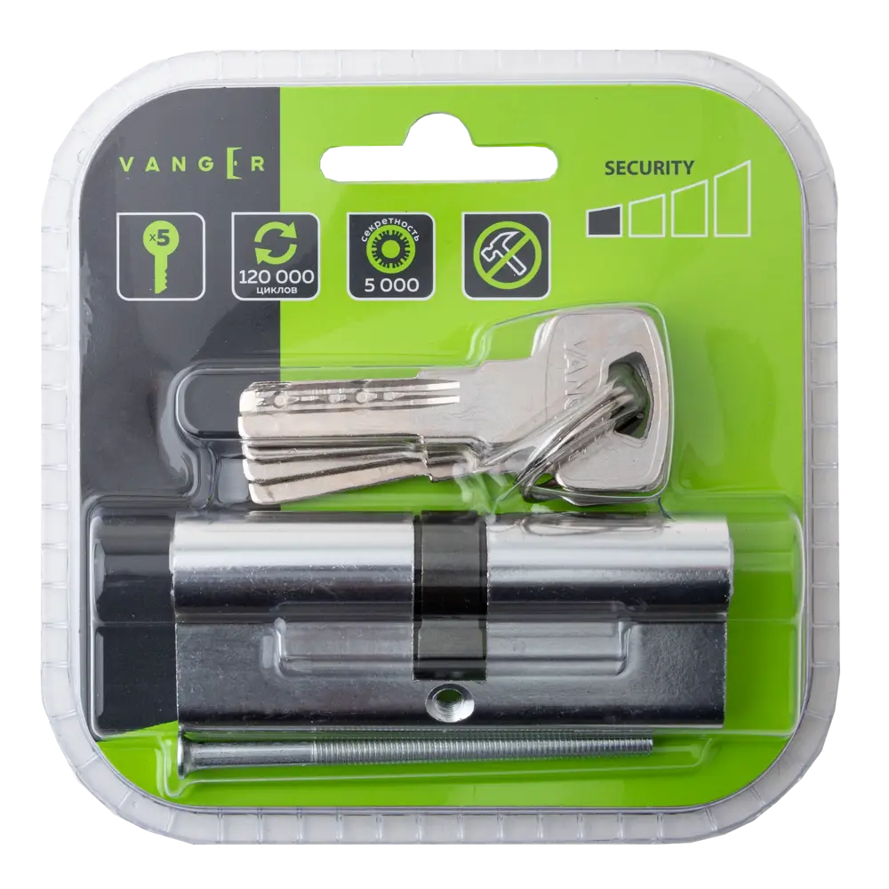 Цилиндр Vanger VM-80 40x40 мм ключ-ключ цвет хром STLM-2114042 - Вид №2