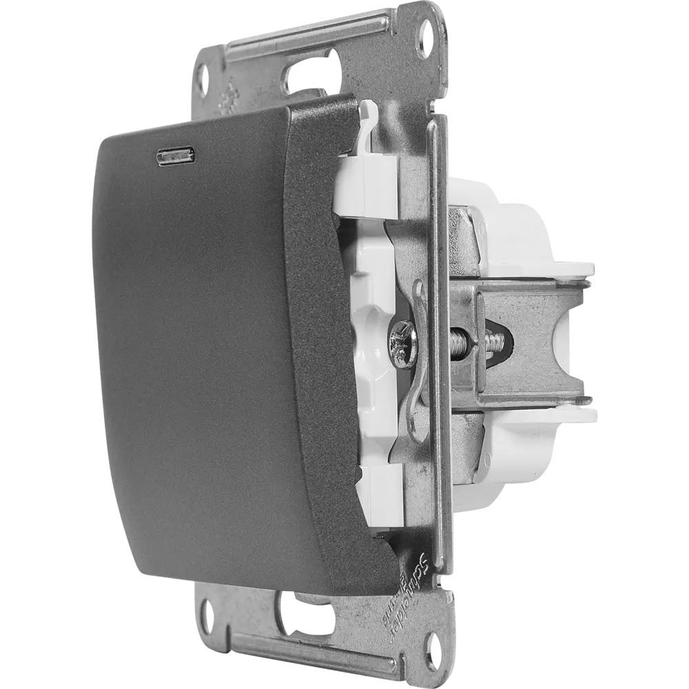 Переключатель Schneider Electric Glossa одноклавишный с подсветкой, графит 84730740 STLM-0054179 - Вид №4
