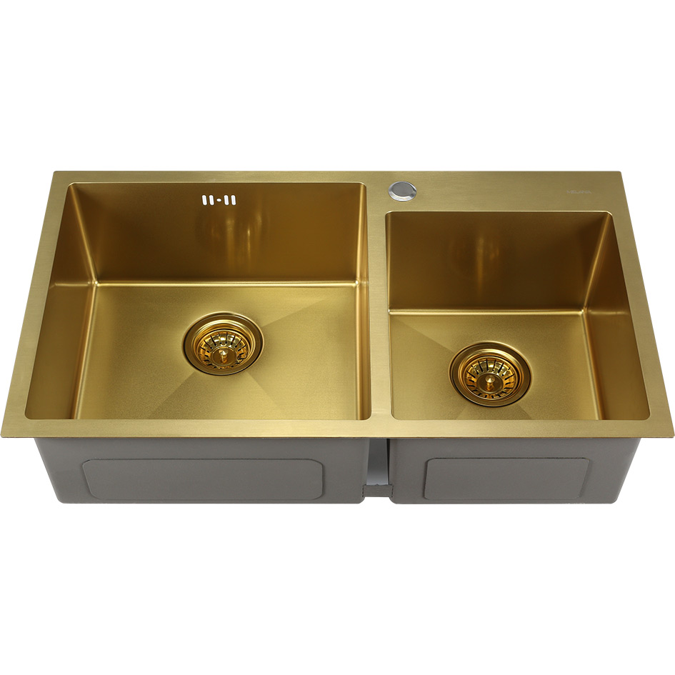 Мойка S8045HG MELANA ProfLine 3,0/220 ЗОЛОТО 2-я чаша, врезная прямоугольная S8045HG S8045HG золото