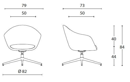 Тканевое вращающееся кресло с подлокотниками Diemme Well-as ARCH-00021882 - Вид №1