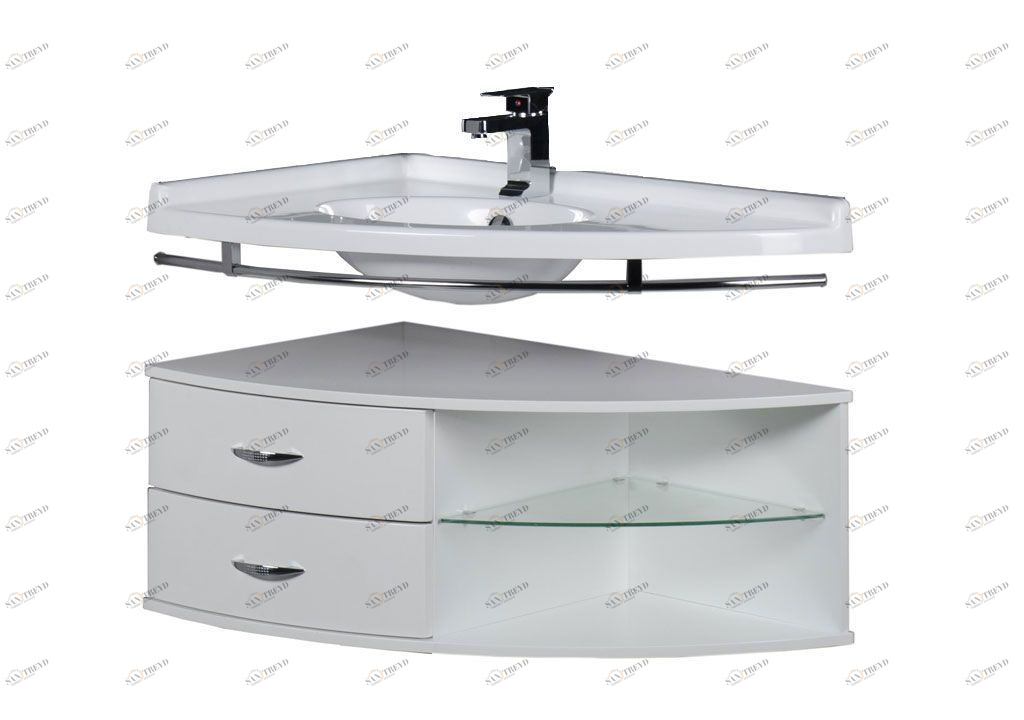 Тумба с раковиной Aquanet Корнер 89 L белый (открытая) 0015882200155696