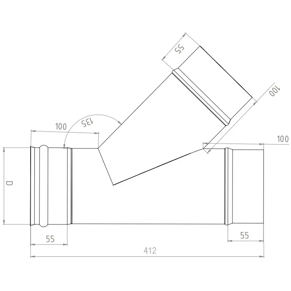 Тройник 135° Металлик и Ко 430/0.8 мм D150 мм STLM-2038717 - Вид №2