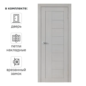 Дверь межкомнатная глухая Легда-29.1 60x200 см Hardflex серый с замком и петлями