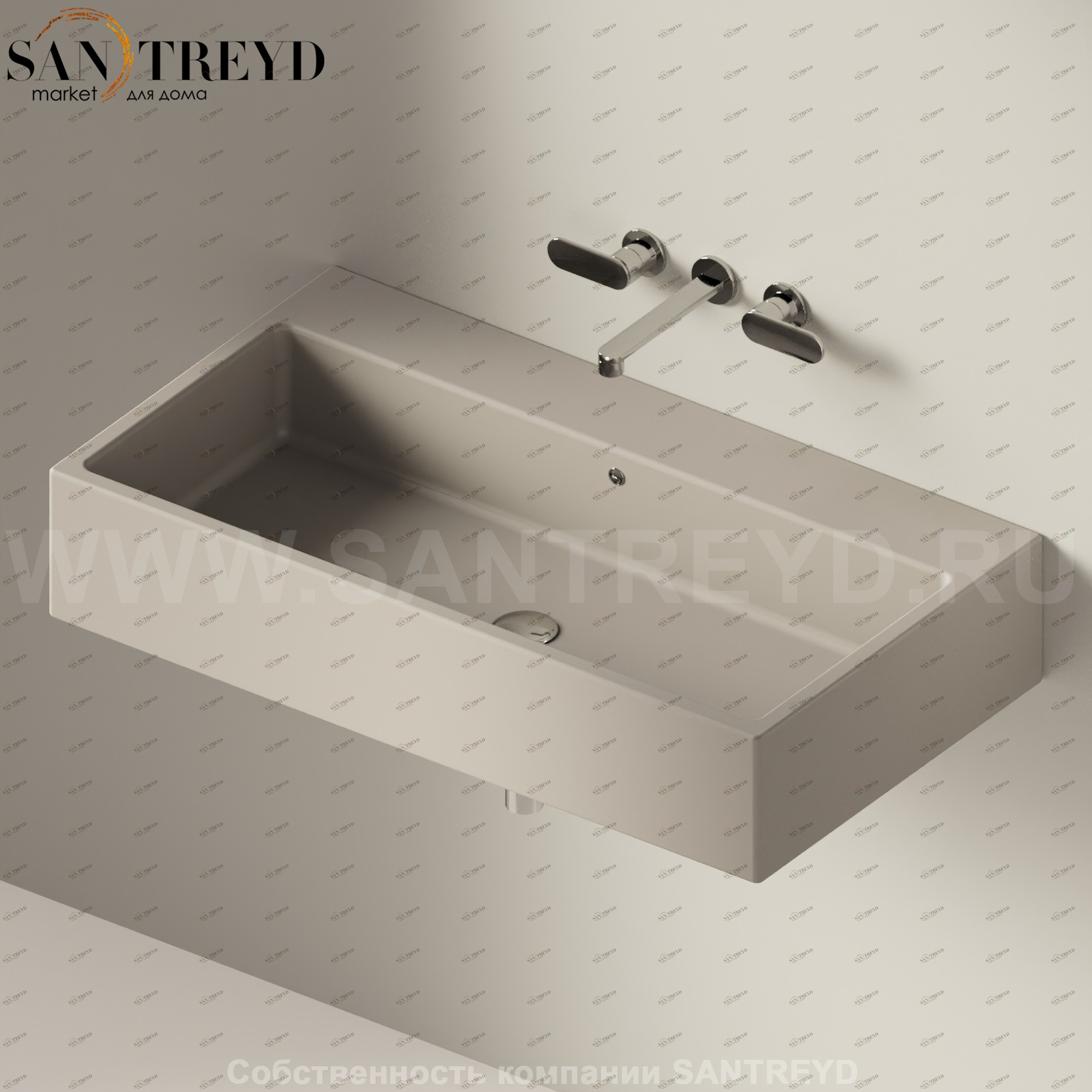 50511019 Подвесная раковина настенная прямоугольная Ceramica Flaminia Acquagrande серая