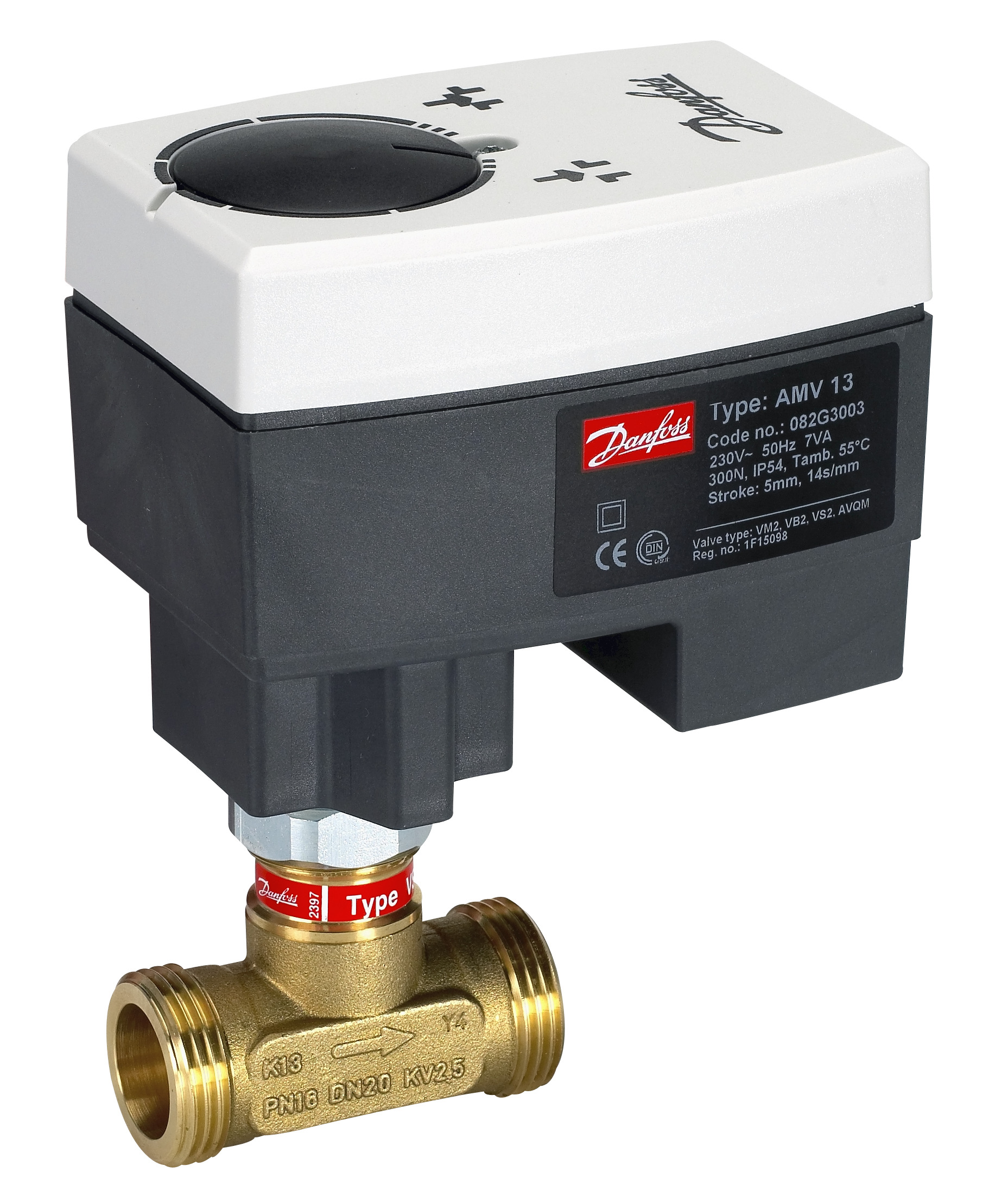 Danfoss Редукторные электроприводы с трехпозиционным управлением AMV 435 Эл.привод имп., 230В пер. тока 082H0163  - Вид №15
