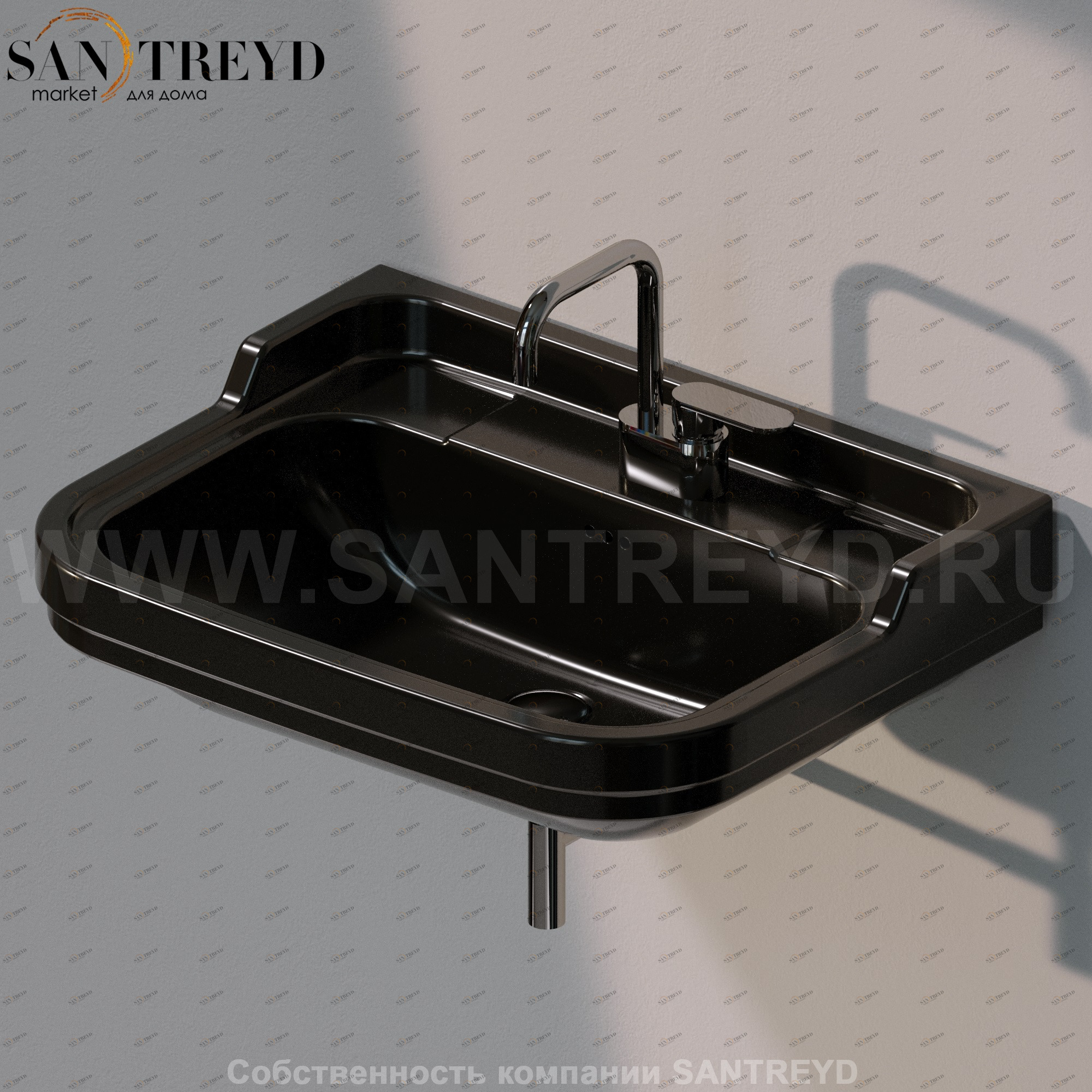 60069017 Подвесная раковина настенная прямоугольная Ceramica Flaminia Efi черная