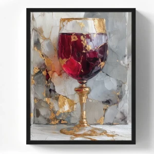 Картина в раме Бокал вина 40x50 см цвет разноцветный