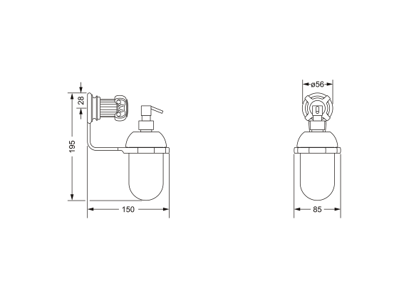 Дозатор для жидкого мыла с настенным держателем JOERGER Aphrodite 607.00.006.000 - Вид №1