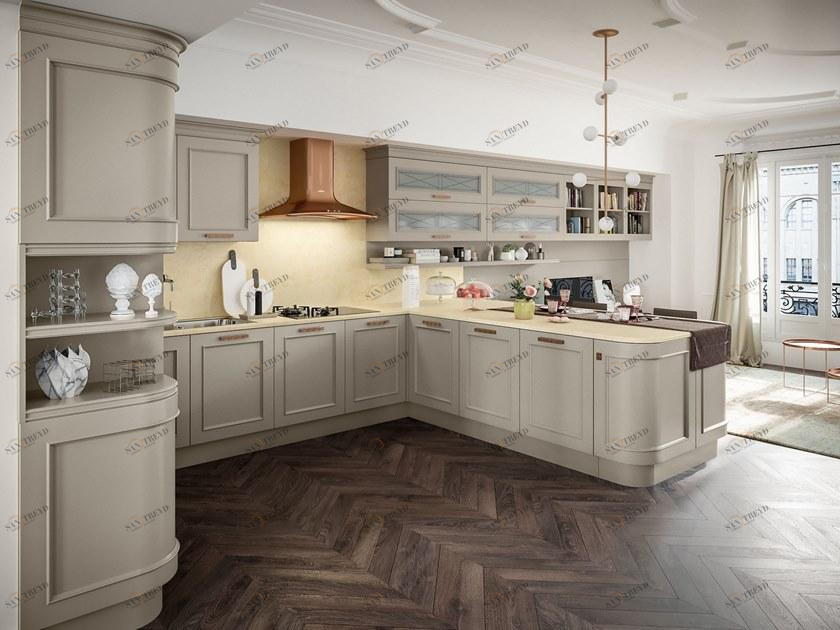 Febal Casa Кухня из лакированной древесины с ручками с полуостровом sun-id-1447476