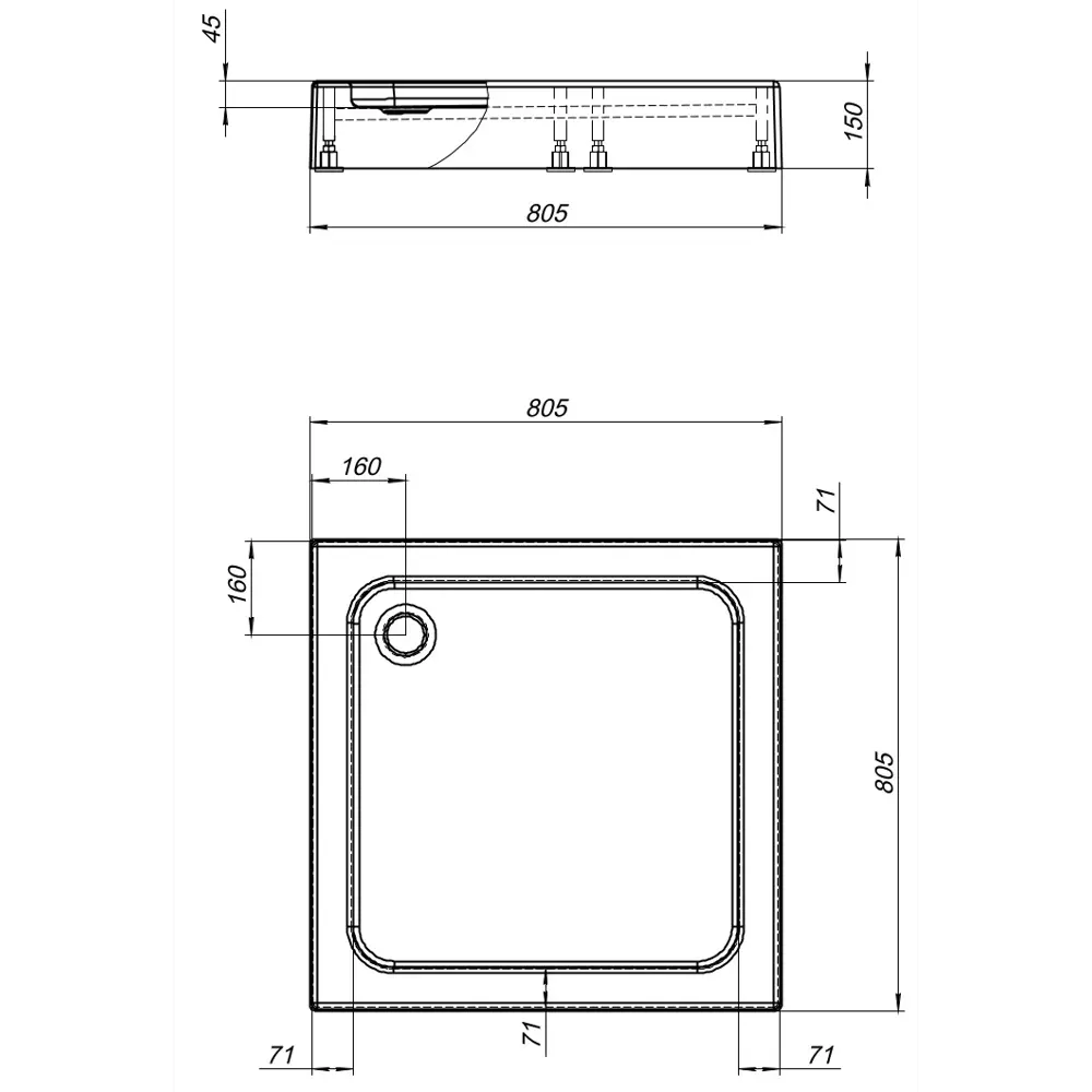 Душевой поддон акриловый 80x80 см прямой 82658165 STLM-2054937 Santreyd 253606 - Вид №7