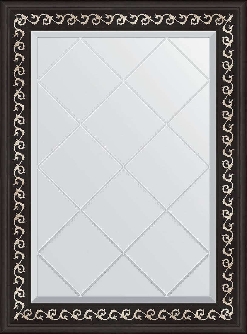 BY 4096 Зеркало с гравировкой в багетной раме - черный ардеко 81 mm EVOFORM Exclusive-G