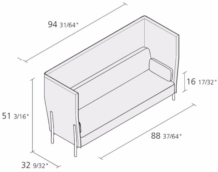 Alias 3-х местный тканевый диван с высокой спинкой Eleven high sun-id-1445869 - Вид №3