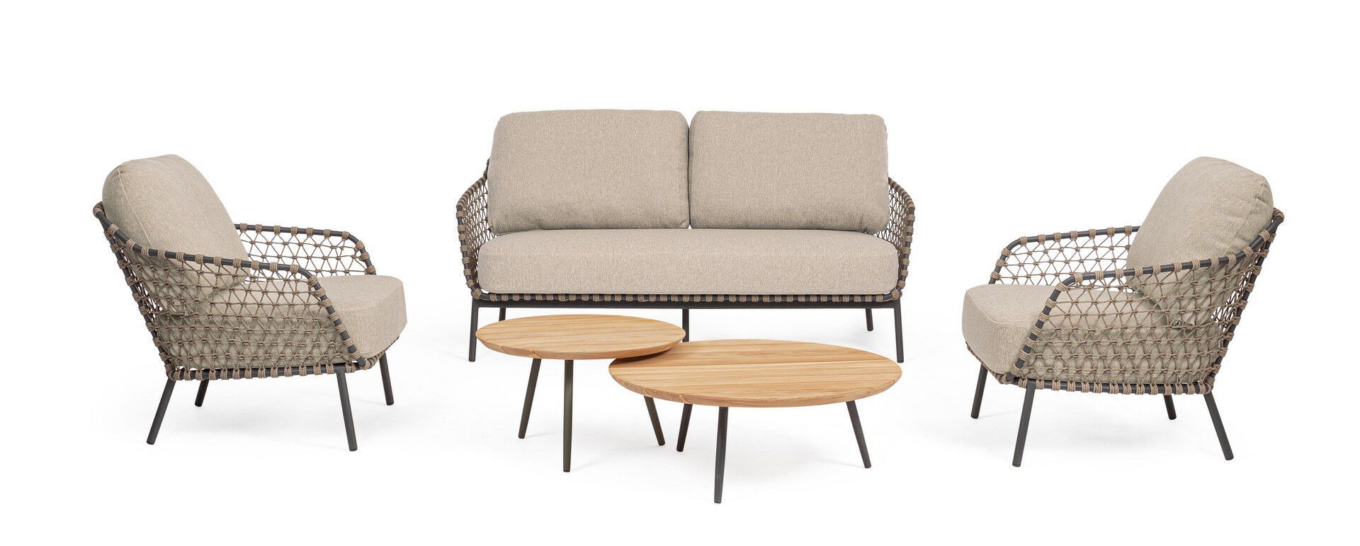 Веревочное и тканевое садовое кресло с подлокотниками BIZZOTTO Ivissa ARCH-00152948 - Вид №2