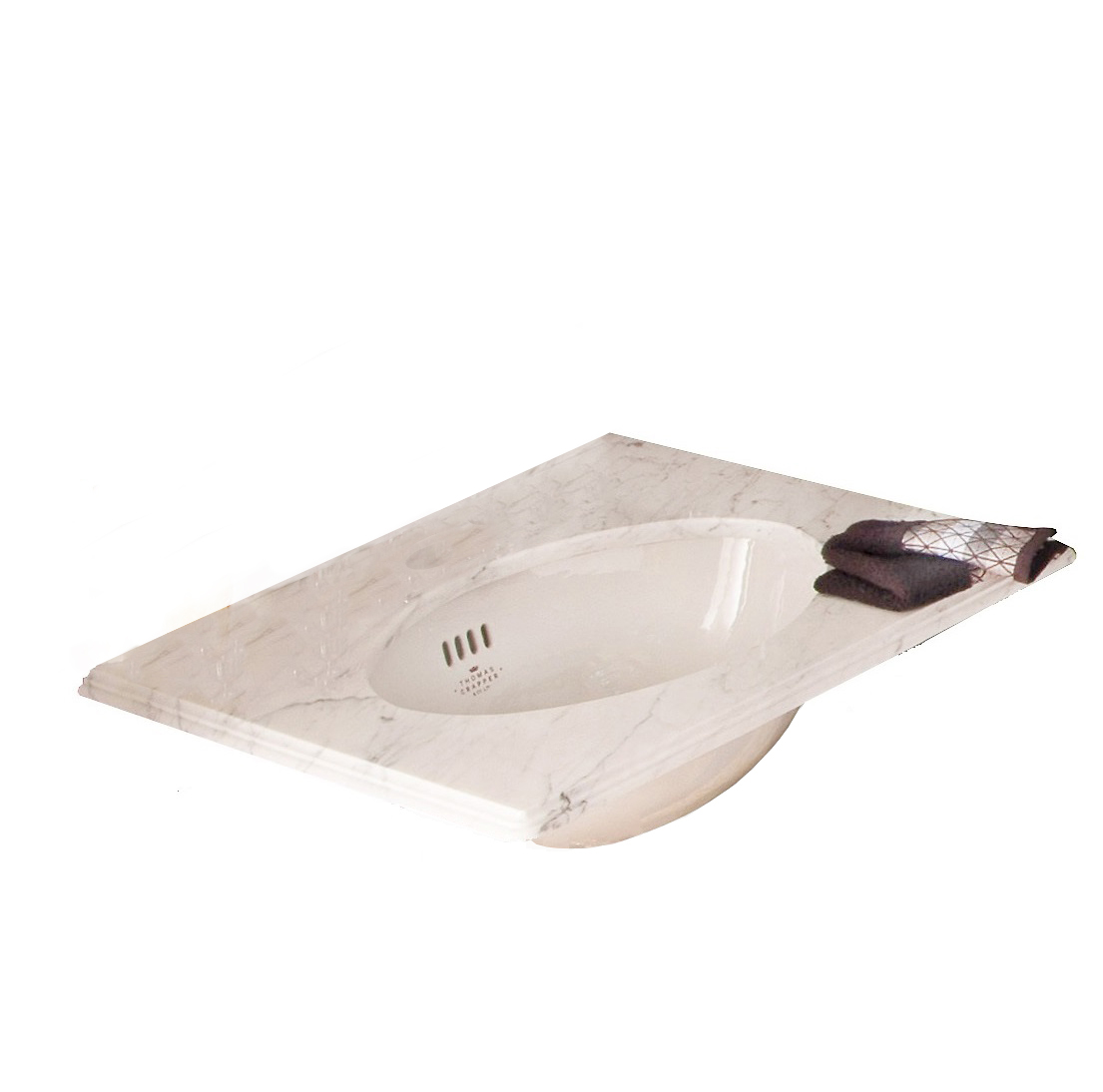 TCMAR6350WH Столешница из мрамора 635 мм Без отверстия под смеситель Thomas Crapper  - Вид №1